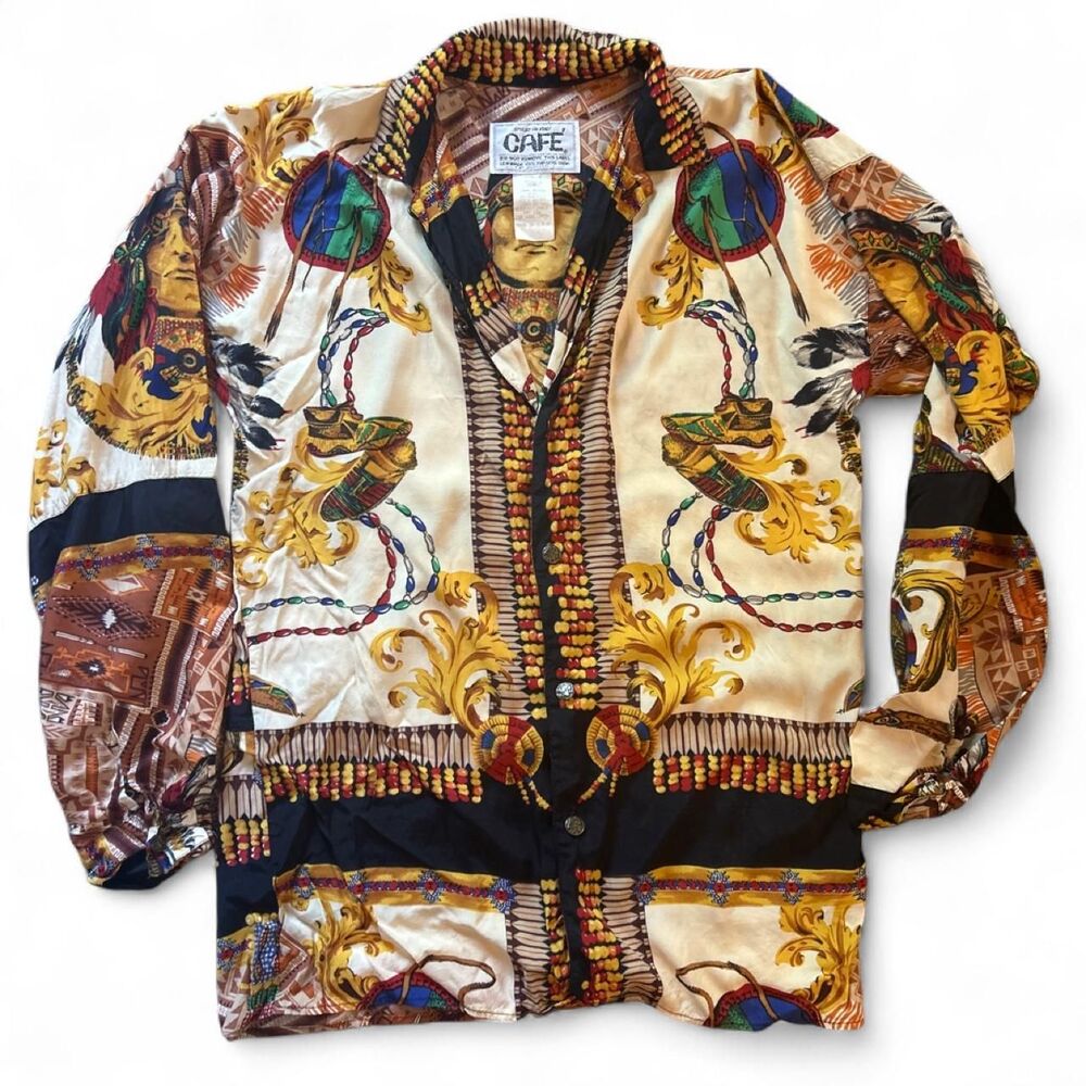 80s Cafe' Vintage Long Sleeve Button Up Shirt